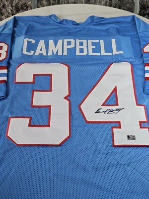 Jersey Earl Campbell autografiado/firmado azul personalizado Foto 1 de 4