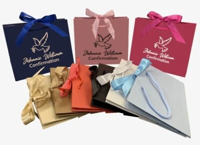 Sacolas de presente dia de confirmação personalizadas especiais de luxo com fita para presente - Imagem 1 de 3