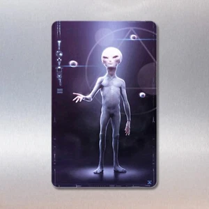 Grey / Gray Alien Fridge Magnet Card Sign / Cool UFO Sci Fi Gift Idea - Picture 1 of 3