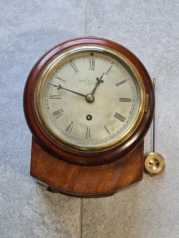 MINIATURE 6" MAPLE & CO LONDON DROP DIAL CHAIN FUSEE WALL CLOCK Cover