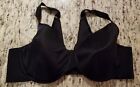 Catherine's Bra 44D Lightly Padded Underwire Smoothing Full Figure Solid Black 