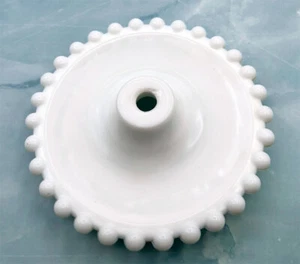 Vintage White Milk Glass Lamp Base Replacement Part 6" Beaded Hobnail Edge - Picture 1 of 4
