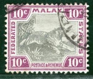 MALAYA FMS TIGER Stamp 10c CDS Used {samwells-covers} EBLUE73 - Picture 1 of 6