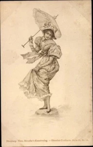 c.1902 Artist Postcard ELEGANT LADY with a Parasol; Album trace corners, N Mint - Imagen 1 de 2