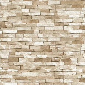 3D Effect Brick Wallpaper Beige Natural Stone Slate Rustic Weathered Texture P+S - Picture 1 of 2