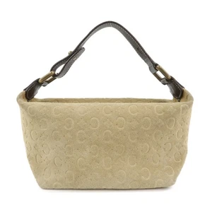 CELINE C Macadam Suede Leather Hand Bag Beige Authentic Used F/S - Picture 1 of 24