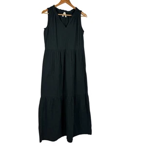 Pact Organic Cotton Damen Maxikleid mit Rüschen schwarz grau Größe S - Bild 1 von 7