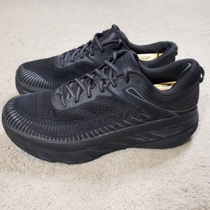 Hoka One One Bondi 7 Running Shoes Mens Size 11.5 Black Sneakers 1110518 BBLC - Picture 1 of 10