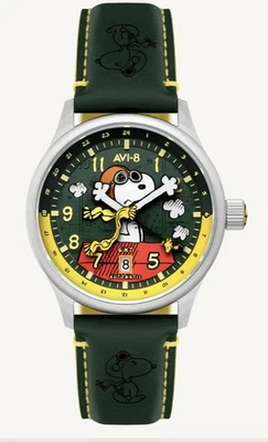 *NEW* AVI-8 X Peanuts Kent GMT Snoopy Flying Ace Winter Green Ltd 93/250 - Image 1 of 4