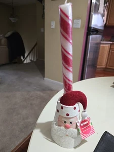 Pier 1 Kerzenhalter Glitzer Santa Taper Pfefferminz Neu mit Etikett - Bild 1 von 1