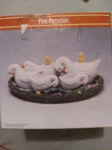 NIB 1990's Artmark Fine Porcelain 10 Pc Mini White Duck/Duckling Tea Set - Picture 1 of 17