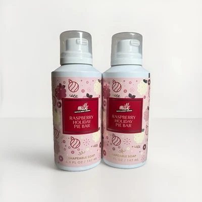 Bath & Body Works Milk  Shapeable Hand Soap Raspberry Holiday Pie Bar, Set Of 2 - Image 1 of 4