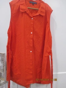 Damenbluse orange gepunktet Schweizer ärmellos Knopfleiste 2X Tommy Hilfiger - Bild 1 von 6