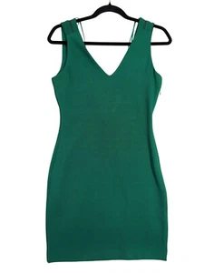 Zara Trafaluc Body Con Sheath Dress Womens M Green V-Neck Party Date Event Club - Picture 1 of 9