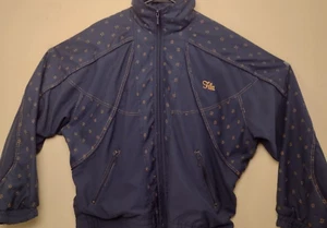 Fila Jacket Windbreaker Floral Navy Blue Zip Up Vintage Coat Women's Size Large - Picture 1 of 19