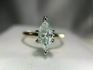 2 CT Simulated Marquise Cut Diamond Engagement Ring 925 Sterling Silver Plated - Picture 1 of 8