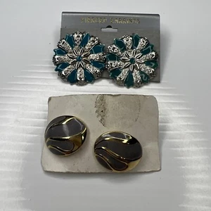 Lote H3 Pendientes Retro Boho Hippie Oro Plata Esmalte Gris Verde azulado Esmalte - Imagen 1 de 6