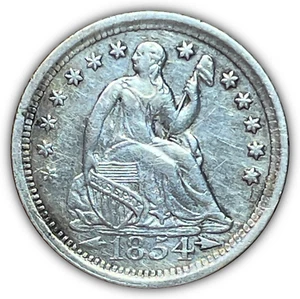 1854-O Seated Liberty Half Dime Almost Uncirculated AU Coin, Details #18962 - Picture 1 of 3