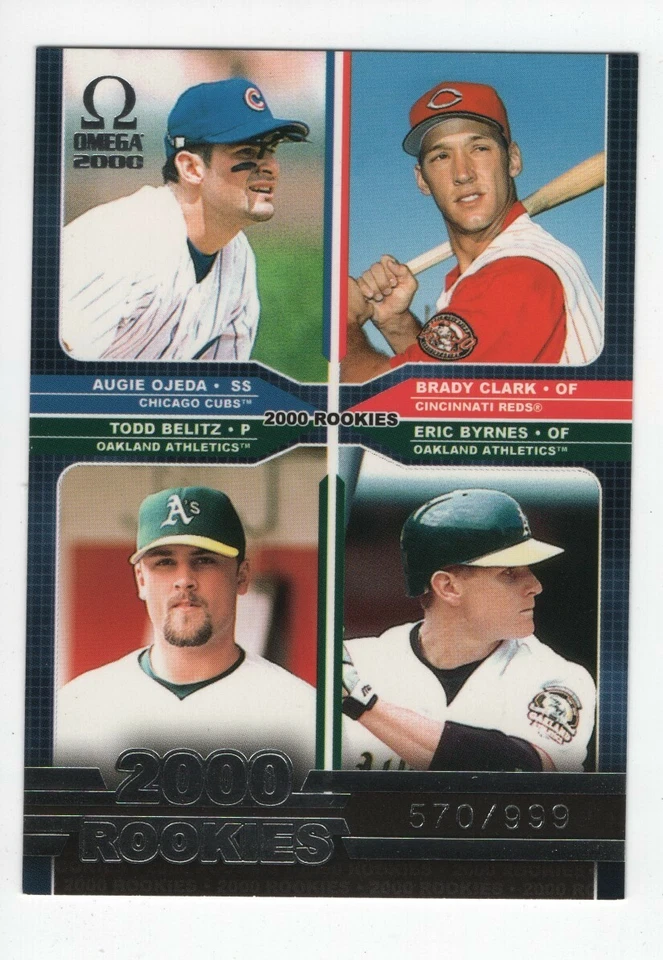 2000 Pacific Omega Baseball RC OJEDA, BRADY CLARK, TODD BELITZ & ERIC BYRNES 245 - Image 1 of 1