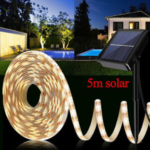5M Solar LED Strip Lights Outdoor Waterproof Step Stair Pool Porch Pergola Decor
