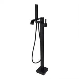 DREE MODERN FREE STANDING FLOOR MOUNT BATHTUB SHOWER FAUCET BLACK J020001-84 FS - Picture 1 of 9