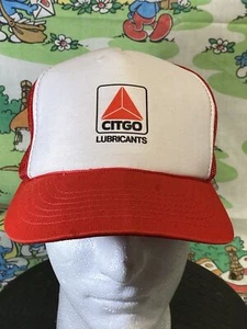 VTG Citgo Lubricants Promotional Trucker Hat Red White Mesh Snapback Cap Oil YA - Picture 1 of 12