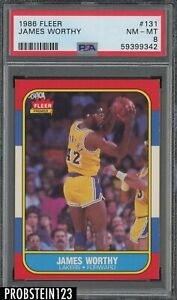 1986 Fleer Basketball #131 James Worthy Lakers RC Rookie HOF PSA 8 NM-MT