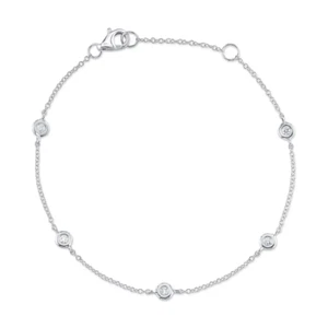 Conjunto de bisel de pulsera de diamantes por yarda de oro blanco de 14 quilates estación 0,13 quilates natural - Imagen 1 de 3