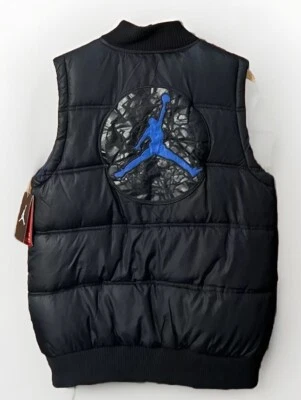 NOS NWT Boys JORDAN Puffer Vest Black Vtg Nike Jumpman Zip Basketball Lar 12-13 - Image 1 of 4