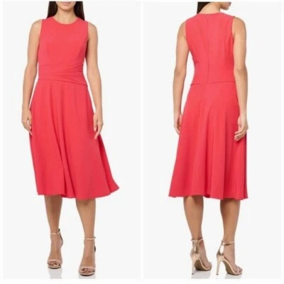 Nuevo con etiquetas Vestido Midi Eliza J Sin Mangas Imitación Envolvente Ajuste y Acampanado Elegante Oficina Talla 6 Foto 1 de 4