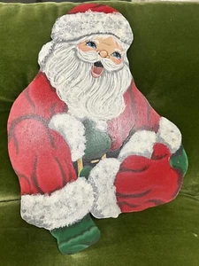 Vtg Santa Hand Painted Wooden Wall Plaque Wall Hanging Christmas Decor - Picture 1 of 8