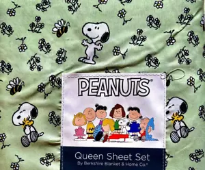SET LENZUOLA ARACHIDI SNOOPY WOODSTOCK VERDE TAGLIA REGINA primavera floreale 4 pz nuovo - Foto 1 di 1