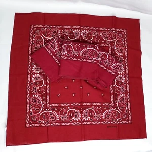 Burgundy Red Bandana Handkerchiefs Vintage Western Cowboy 2004 RN 97467 Lot of 4 - Picture 1 of 4
