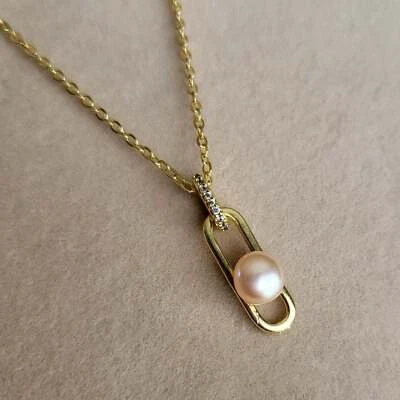 14K Gold Plated Genuine Freshwater fashion Pearl Necklace - Image 1 of 4