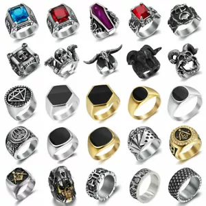 Totenkopf Biker Ring Edelstahl Gothig Silber Herren Männer Rocker Skull Gold - Bild 1 von 41