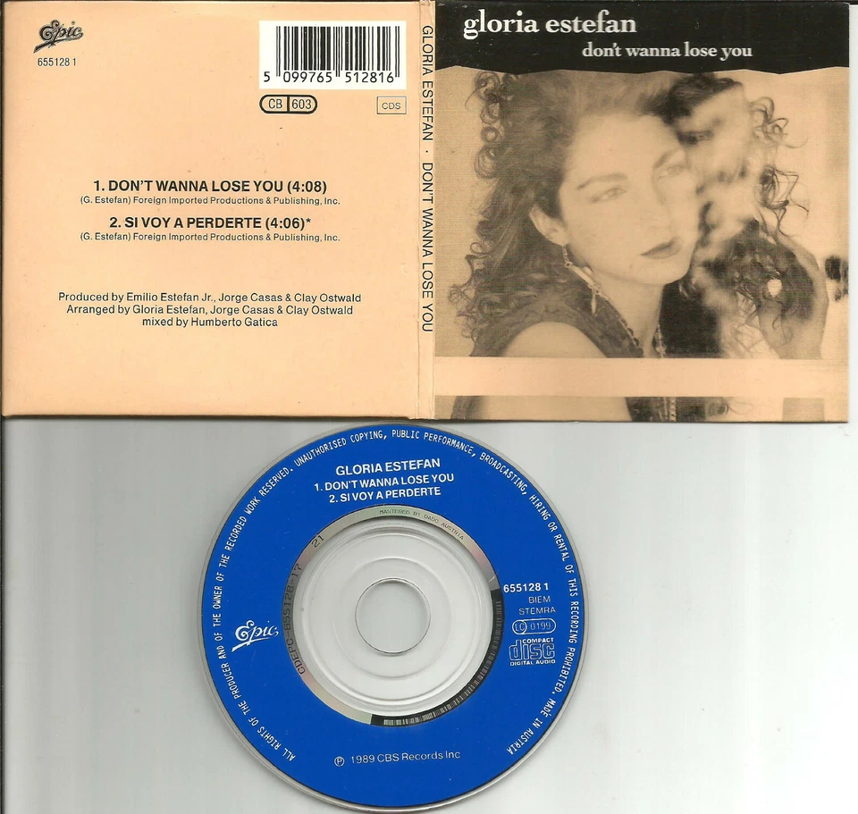 GLORIA ESTEFAN Don’t Wanna Lose You w/SPANISH TRK 1989 MINI 3 INCH CD single CD3 - Image 1 of 1