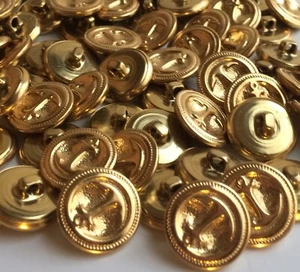 24 Bright Gold Anchor Design Nautical Metal Buttons 3/4" - Picture 1 of 1