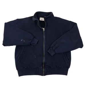 Vintage LL Bean Russell Mens Full Zip Blue Sweatshirt Jacket Size Large USA Made - Picture 1 of 10