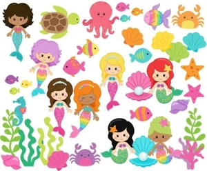 Mermaid Friends Felt Figures For Flannel Board Stories Preschool Sea Creatures - Picture 1 of 3