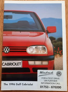 1996 VOLKSWAGEN GOLF CABRIOLET car sales brochure catalogue prospekt from the UK - Picture 1 of 10