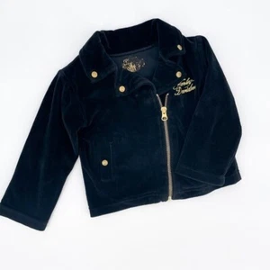 Chaqueta de moto Harley Davidson 2T de terciopelo negra/dorada para niños pequeños - Imagen 1 de 7
