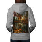 Wellcoda Late Autumn Tree Fall Womens Hoodie, Brown Design on the Jumpers Back