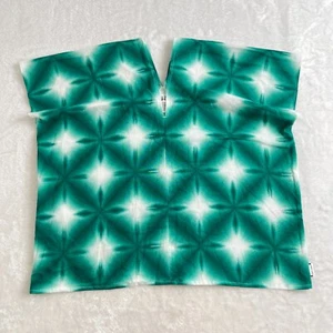 SOU SOU Japan blusa top donna verde bianco tinto scollo a V boxy manica corta OS - Foto 1 di 14