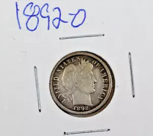 1892-O Barber Dime : Very Fine VF - Picture 1 of 2