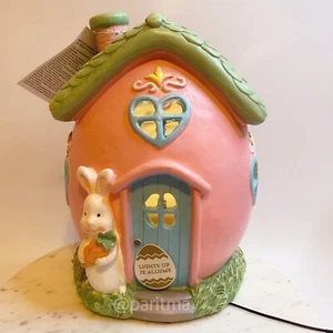 Cupcakes and Cashmere Easter Bunny Easter Egg Pink Light Up House 10”H (NWT) - Picture 1 of 4
