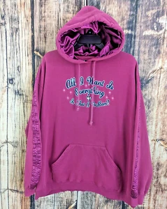 Vintage Big Dogs Y2K Hoodie Womans XL Pink Embroidered All I Want is Everything - Picture 1 of 9
