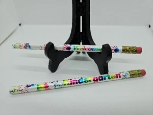 (2) Vintage 1980s Novelty Foil Fat Toddler Pencils Welcome to Kindergarten - Picture 1 of 6