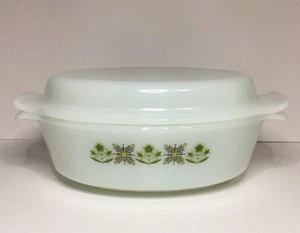 Anchor Hocking Fire King Meadow Green Oval Casserole Dish With Lid 1 1/2 Qt 433 - Picture 1 of 24