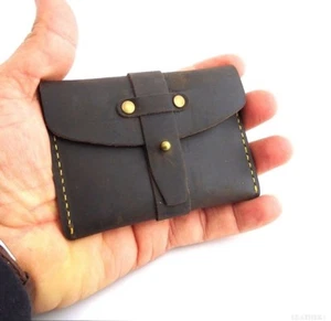 Herren Naturleder Kreditkartenetui Mini Geldbörse 2 Fächer Gesäßtasche Größe Slim - Bild 1 von 10