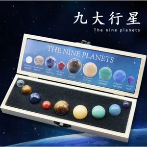 Fashion Good Natural Crystal 8 Planet 9 Planet Ball Solar Sun System Rock Quartz - Picture 1 of 14